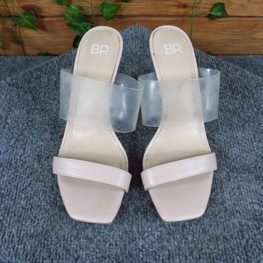 BP Naomi Women Slide Sandal 6M Wedding Special Occasion Nude Pink Clear PVC